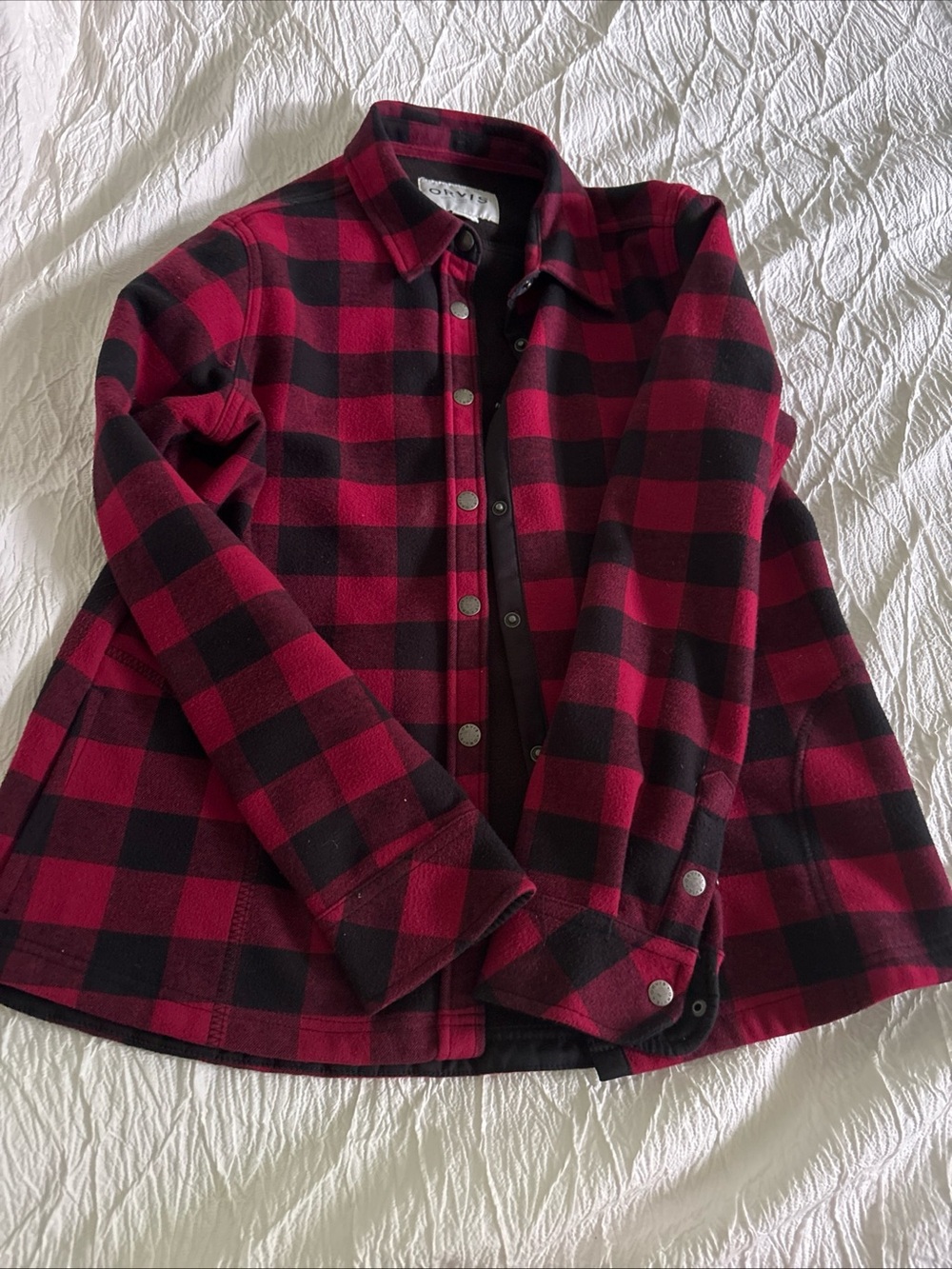 Women’s Orvis Red and Black Buffalo Snap Shirt Jacket Medium